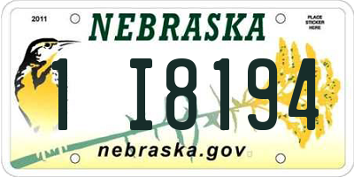 NE license plate 1I8194
