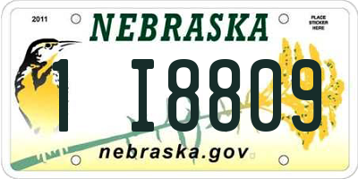 NE license plate 1I8809