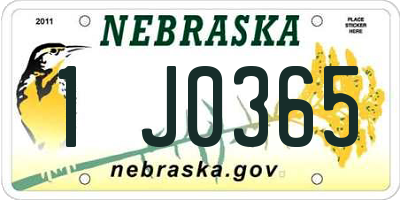 NE license plate 1J0365