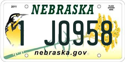 NE license plate 1J0958