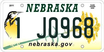 NE license plate 1J0968