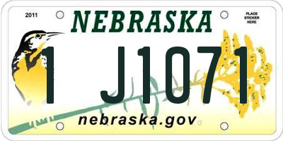 NE license plate 1J1071