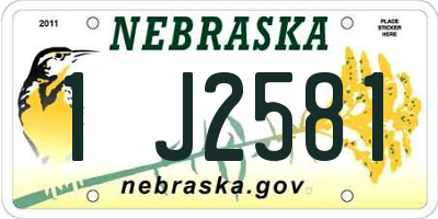 NE license plate 1J2581