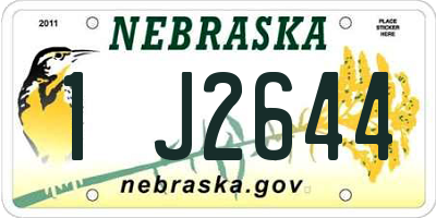 NE license plate 1J2644
