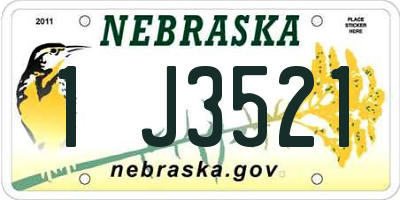 NE license plate 1J3521