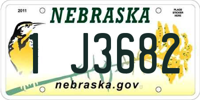 NE license plate 1J3682