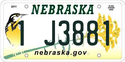 NE license plate 1J3881