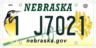 NE license plate 1J7021