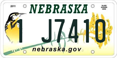 NE license plate 1J7410