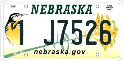 NE license plate 1J7526
