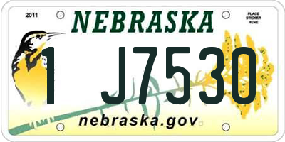 NE license plate 1J7530