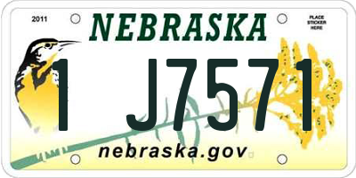 NE license plate 1J7571