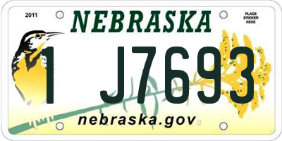 NE license plate 1J7693