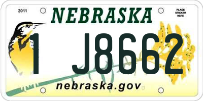 NE license plate 1J8662