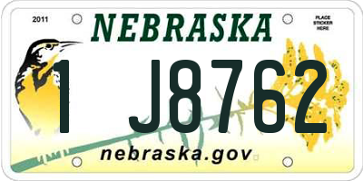 NE license plate 1J8762