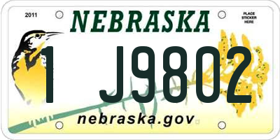 NE license plate 1J9802