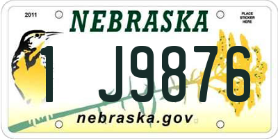 NE license plate 1J9876