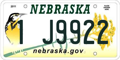 NE license plate 1J9922