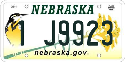 NE license plate 1J9923