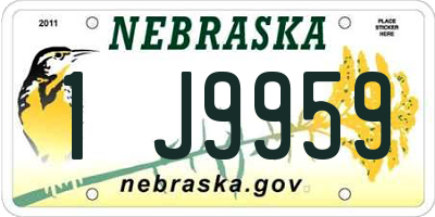 NE license plate 1J9959