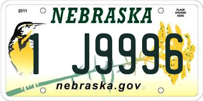 NE license plate 1J9996