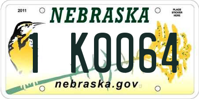 NE license plate 1K0064