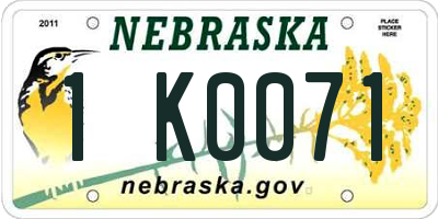 NE license plate 1K0071