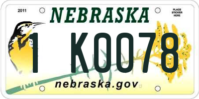 NE license plate 1K0078