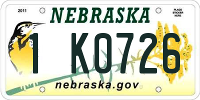 NE license plate 1K0726
