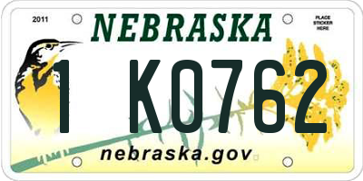NE license plate 1K0762