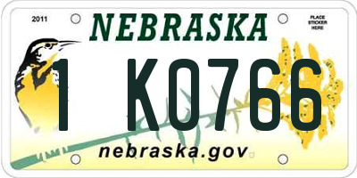 NE license plate 1K0766
