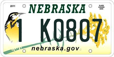 NE license plate 1K0807