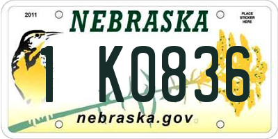 NE license plate 1K0836