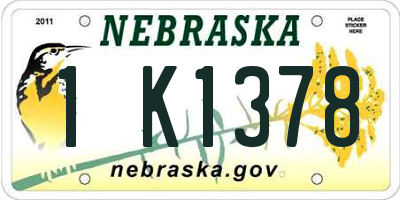 NE license plate 1K1378