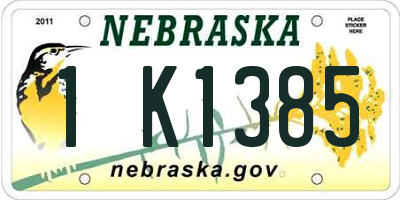 NE license plate 1K1385