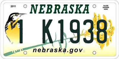 NE license plate 1K1938