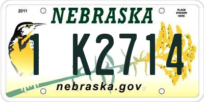 NE license plate 1K2714