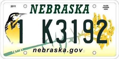 NE license plate 1K3192