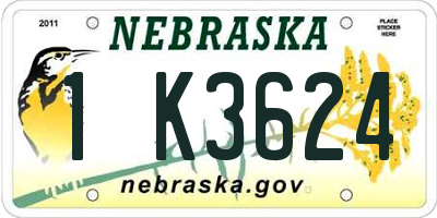 NE license plate 1K3624