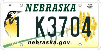 NE license plate 1K3704