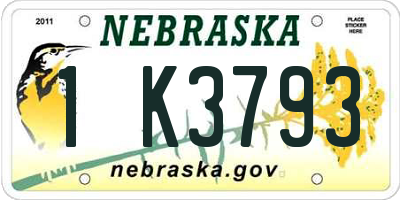 NE license plate 1K3793