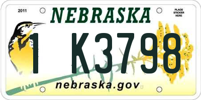 NE license plate 1K3798