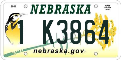 NE license plate 1K3864
