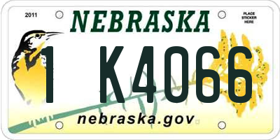 NE license plate 1K4066