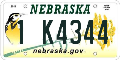 NE license plate 1K4344