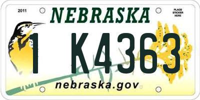 NE license plate 1K4363