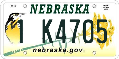 NE license plate 1K4705