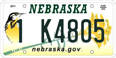 NE license plate 1K4805