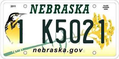 NE license plate 1K5021