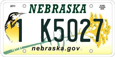 NE license plate 1K5027